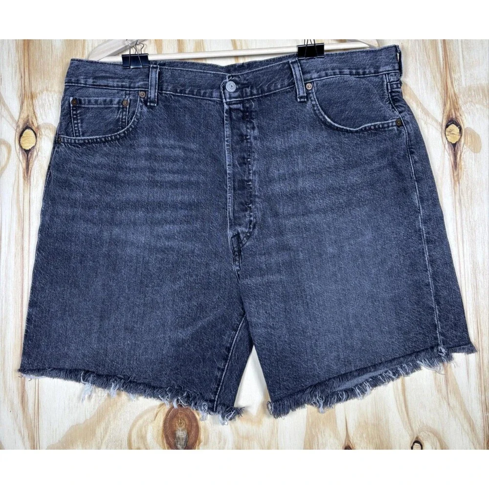 Levi's Shorts Mens 42 Black 501 '93 Denim Cutoff Bermuda Frayed Button Fly